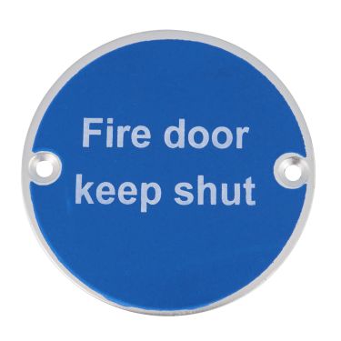 Click Here To Enlarge This Photo Of Eclipse 32037 Satin Anodised Aluminium 76mm Fire Door Keep Shut Symbol