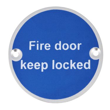 Click Here To Enlarge This Photo Of Eclipse 32038 Satin Anodised Aluminium 76mm Fire Door Keep Locked Symbol