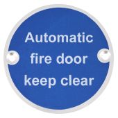 Eclipse 32039 Satin Anodised Aluminium 76mm Automatic Fire Door Keep Clear Symbol