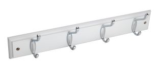 Eclipse 94501 Polished Chrome Hat & Hooks (4) on White Board 460mm x 70mm