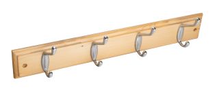 Eclipse 94503 Polished Chrome Hat & Hooks (4) on Pine Board 460mm x 70mm