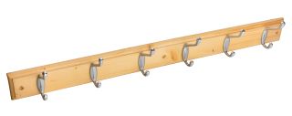 Eclipse 94504 Polished Chrome Hat & Hooks (6) on Pine Board 680mm x 70mm
