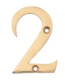 Eclipse 21182 Polished Brass 76mm Victorian Pattern Face Fix Numeral 2