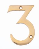 Eclipse 21183 Polished Brass 76mm Victorian Pattern Face Fix Numeral 3