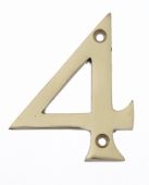 Eclipse 21184 Polished Brass 76mm Victorian Pattern Face Fix Numeral 4