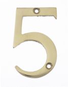 Eclipse 21185 Polished Brass 76mm Victorian Pattern Face Fix Numeral 5