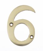 Eclipse 21186 Polished Brass 76mm Victorian Pattern Face Fix Numeral 6