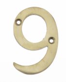Eclipse 21189 Polished Brass 76mm Victorian Pattern Face Fix Numeral 9