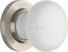7010-SN Heritage Brass White Crackle Mortice Knob with Satin Nickel Base