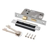 Eclipse 71011 63mm CE Fire Rated 3 Lever Mortice Sashlock - Nickel Plated