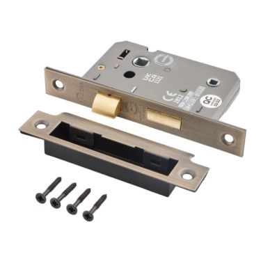 Click Here To Enlarge This Photo Of Eclipse 71532 63mm CE Fire Rated Mortice Bathroom Lock - Matt Antique Brass