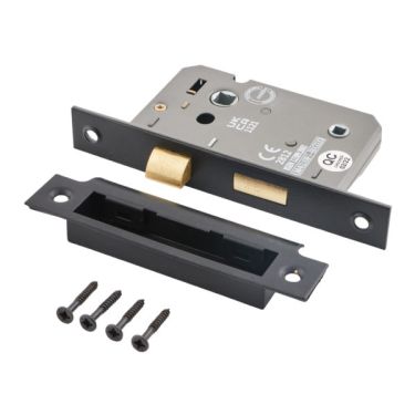 Click Here To Enlarge This Photo Of Eclipse 71513 76mm CE Fire Rated Mortice Bathroom Lock - Matt Black