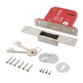 Eclipse 70065 63mm Heavy Duty 5 Lever Mortice Deadlock (BS3621) - Satin Chrome