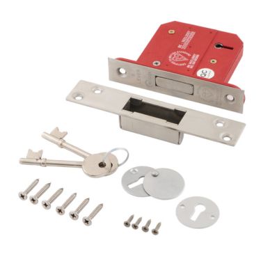 Click Here To Enlarge This Photo Of Eclipse 70067 76mm Heavy Duty 5 Lever Mortice Deadlock (BS3621) - Satin Chrome