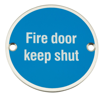 Click Here To Enlarge This Photo Of Eclipse 34486 Satin Stainless Steel 75mm 'Fire Door Keep Shut' Symbol