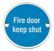 Eclipse 34486 Satin Stainless Steel 75mm 'Fire Door Keep Shut' Symbol