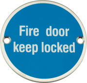 Eclipse 34487 Satin Stainless Steel 75mm 'Fire Door Keep Locked' Symbol