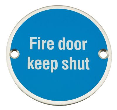 Click Here To Enlarge This Photo Of Eclipse 34498 Polished Stainless Steel 75mm 'Fire Door Keep Shut' Symbol