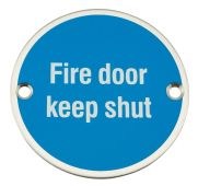 Eclipse 34498 Polished Stainless Steel 75mm 'Fire Door Keep Shut' Symbol