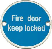 Eclipse 34499 Polished Stainless Steel 75mm 'Fire Door Keep Locked' Symbol