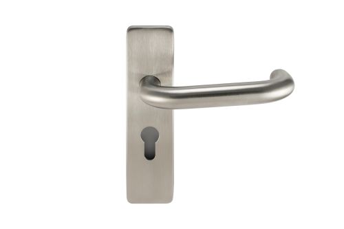 Click Here To Enlarge This Photo Of Eclipse 34683 Satin Stainless Steel 19mm Safety Lever Euro Profile Set (47.5mm c/c)