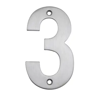 Click Here To Enlarge This Photo Of Eclipse 34723 Satin Stainless Steel &lpar;G304&rpar; 102mm Face Fix Numeral 3