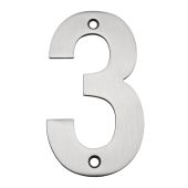 Eclipse 34723 Satin Stainless Steel (G304) 102mm Face Fix Numeral 3
