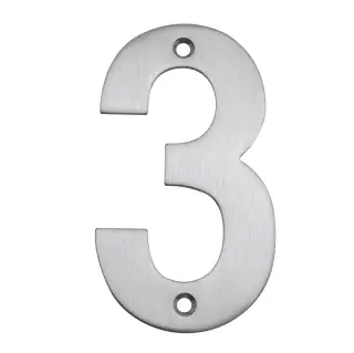 Eclipse 34723 Satin Stainless Steel &lpar;G304&rpar; 102mm Face Fix Numeral 3