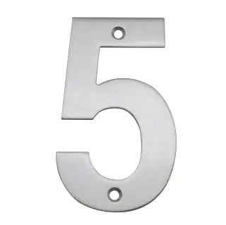 Eclipse 34725 Satin Stainless Steel &lpar;G304&rpar; 102mm Face Fix Numeral 5