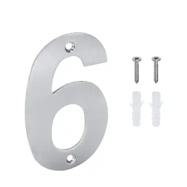 Click Here To Enlarge This Photo Of Eclipse 34726 Satin Stainless Steel &lpar;G304&rpar; 102mm Face Fix Numeral 6