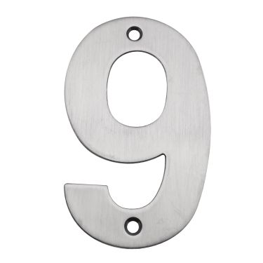 Click Here To Enlarge This Photo Of Eclipse 34729 Satin Stainless Steel (G304) 102mm Face Fix Numeral 9