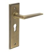 BUR10KIT11 Frelan Hardware Burlington Mayfair Door Handles on 47.5mm Euro Backplate Antique Brass