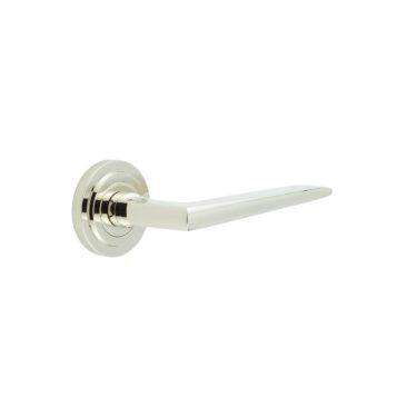 Click Here To Enlarge This Photo Of BUR10KIT159 Frelan Hardware Burlington Mayfair Door Handles on Stepped Rose Polished Nickel