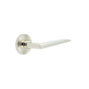 Click Here To Enlarge This Photo Of BUR10KIT160 Frelan Hardware Burlington Mayfair Door Handles on Reeded Rose Polished Nickel