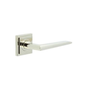 Click Here To Enlarge This Photo Of BUR10KIT163 Frelan Hardware Burlington Mayfair Door Handles on Square Stepped Rose Polished Nickel