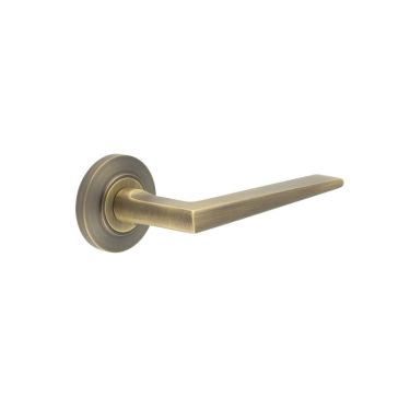 Click Here To Enlarge This Photo Of BUR10KIT2 Frelan Hardware Burlington Mayfair Door Handles on Chamfered Rose Antique Brass