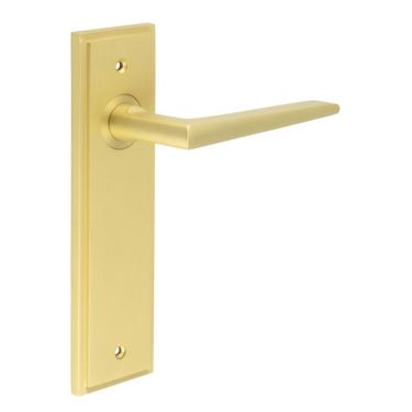 Click Here To Enlarge This Photo Of BUR10KIT242 Frelan Hardware Burlington Mayfair Door Handles on Latch Backplate Satin Brass