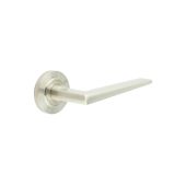 BUR10KIT314 Frelan Hardware Burlington Mayfair Door Handles on Chamfered Rose Satin Nickel