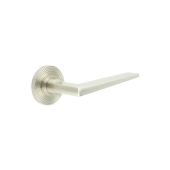 BUR10KIT316 Frelan Hardware Burlington Mayfair Door Handles on Reeded Rose Satin Nickel