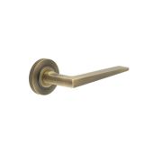 BUR10KIT5 Frelan Hardware Burlington Mayfair Door Handles on Knurled Rose Antique Brass