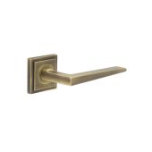 BUR10KIT7 Frelan Hardware Burlington Mayfair Door Handles on Square Stepped Rose Antique Brass