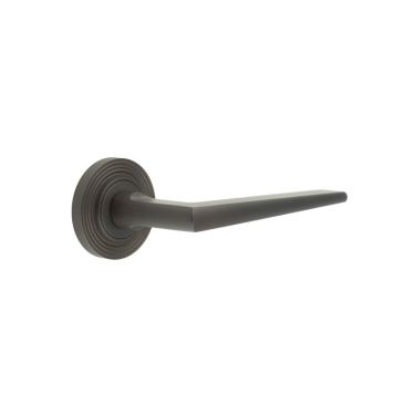 Click Here To Enlarge This Photo Of BUR10KIT82 Frelan Hardware Burlington Mayfair Door Handles on Reeded Rose Dark Bronze