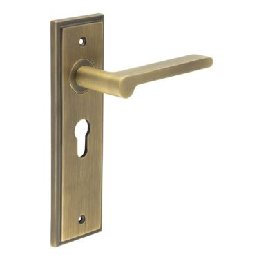 Click Here To Enlarge This Photo Of BUR15KIT11 Frelan Hardware Burlington Fitzrovia Door Handles on 47.5mm Euro Backplate Antique Brass