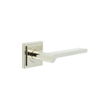 Click Here To Enlarge This Photo Of BUR15KIT163 Frelan Hardware Burlington Fitzrovia Door Handles on Square Stepped Rose Polished Nickel