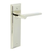 BUR15KIT164 Frelan Hardware Burlington Fitzrovia Door Handles on Latch Backplate Polished Nickel