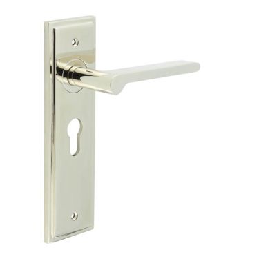 Click Here To Enlarge This Photo Of BUR15KIT167 Frelan Hardware Burlington Fitzrovia Door Handles on 47.5mm Euro Backplate Polished Nickel
