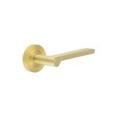 BUR15KIT235 Frelan Hardware Burlington Fitzrovia Door Handles on Plain Rose Satin Brass
