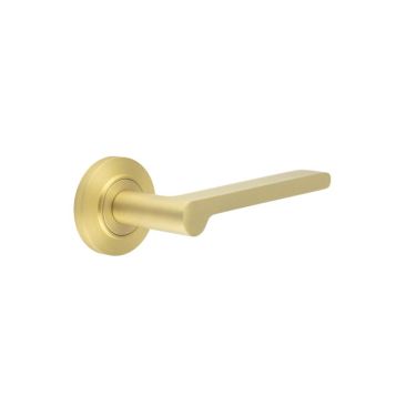 Click Here To Enlarge This Photo Of BUR15KIT236 Frelan Hardware Burlington Fitzrovia Door Handles on Chamfered Rose Satin Brass