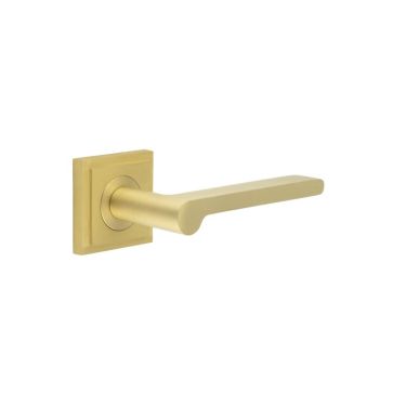 Click Here To Enlarge This Photo Of BUR15KIT241 Frelan Hardware Burlington Fitzrovia Door Handles on Square Stepped Rose Satin Brass