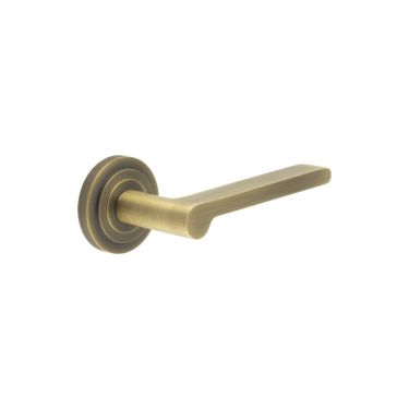 Click Here To Enlarge This Photo Of BUR15KIT3 Frelan Hardware Burlington Fitzrovia Door Handles on Stepped Rose Antique Brass